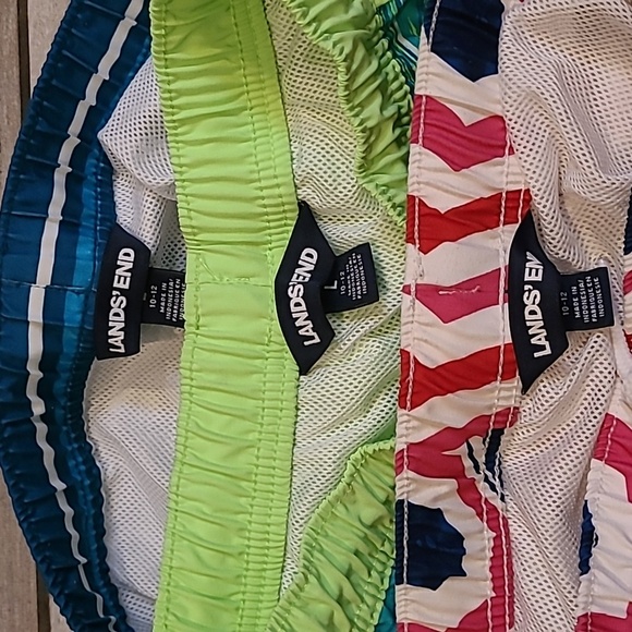 Lands End Boys Large 10/12 Colorful Swim Trunks Shorts Lot Of 3 Beach Pool Vacay - Picture 11 of 14